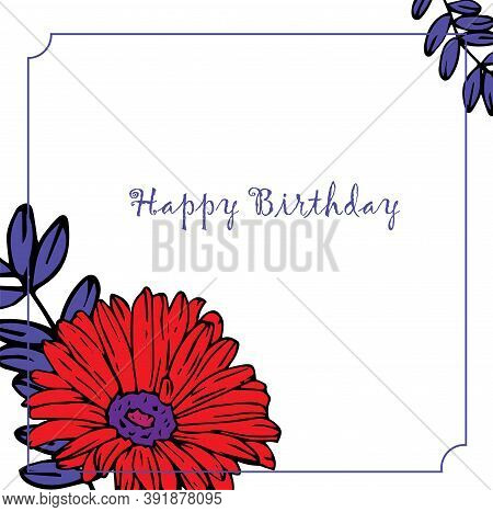 Vector Peony Illustration For Congratulations, Hand Drawn Image With Floral Element For Design Cards