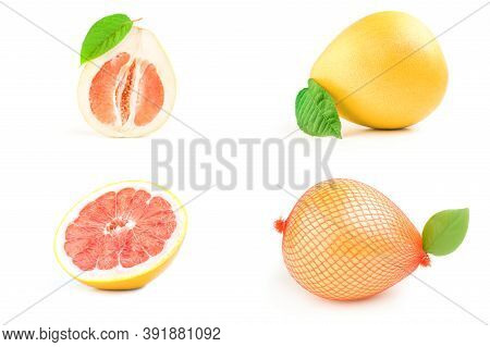 Collection Of Pompelmoes Isolated Over A White Background