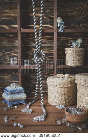 Lariat. Woven Transformer Harness Made Of Beads With Beautiful Clasps Or Tassels At The Ends. Home W