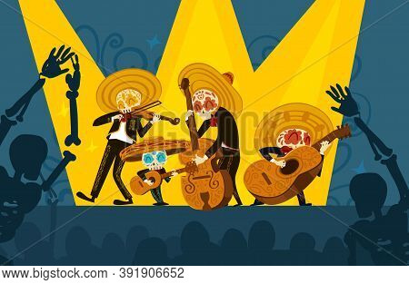 Mariachi Skeleton Musical Band Giving A Concert