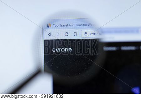 New York, Usa - 26 October 2020: Evrone Company Website With Logo Close Up, Illustrative Editorial.