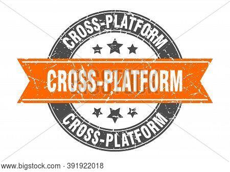 Cross-platform Round Stamp With Ribbon. Label Sign