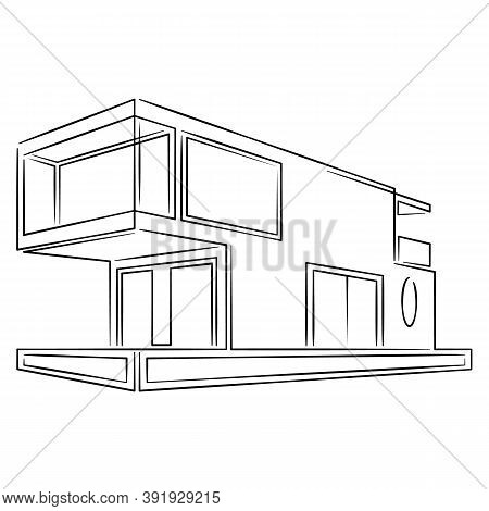 Modern Fashionable Designer Private Residential Building. Minimal Modern Architecture Concept. Count