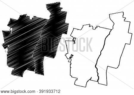 Kennebec County, Maine (u.s. County, United States Of America, Usa, U.s., Us) Map Vector Illustratio