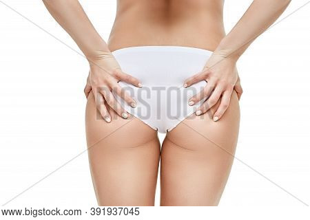 Womans Booty Close-up Isolated On White Background