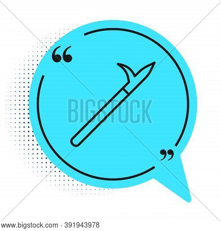 Black Line Metal Pike Pole With Wooden Handle Icon Isolated On White Background. Spear, Pickaxe, Hoo