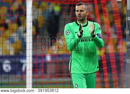 Kyiv, Ukraine - October 27, 2020: Goalkeeper Samir Handanovic Of Inter In Action During The Uefa Cha