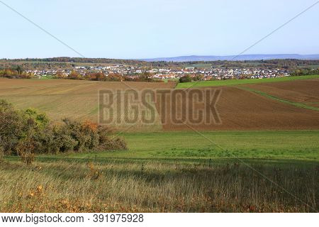 View Over The Heckengau On The Community Weissach In The District Boeblingen