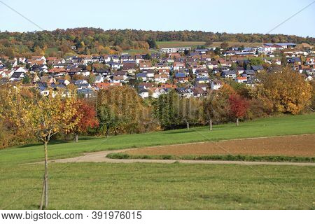 View Over The Heckengau On The Community Weissach In The District Boeblingen