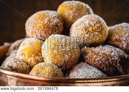 Fritule, Small Croatian Donuts, Is A Sweet Fried Bakery Popular In Croatia, Especially During The Ch