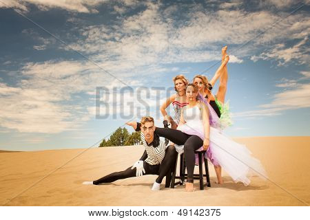 Group of acro gymnasts moody