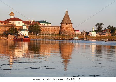 Solovetsky Manastırı, beyaz deniz, Rusya Solovetsky adada görüntü ile manzara