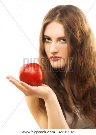 Portrait de jeune fille Witn Fresh Fruit