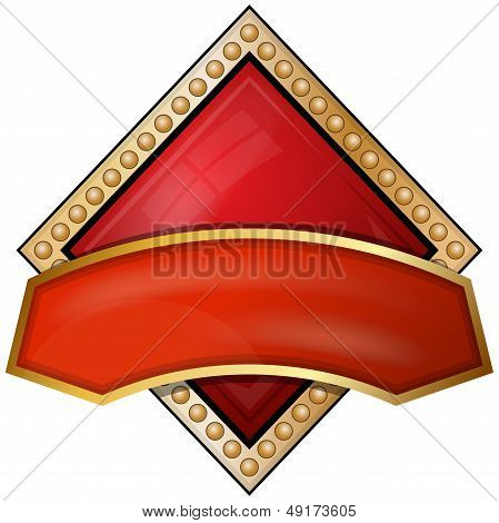 Diamonds. Card Suit Icons With Ribbon