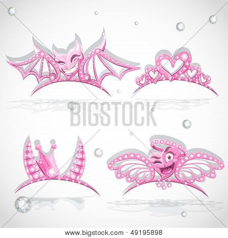 Pink Tiaras conjunto con corazones para el traje de carnaval al ángel una