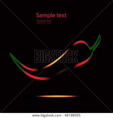 Hot Chilli Pepper In Energy Fire. Vector Icon