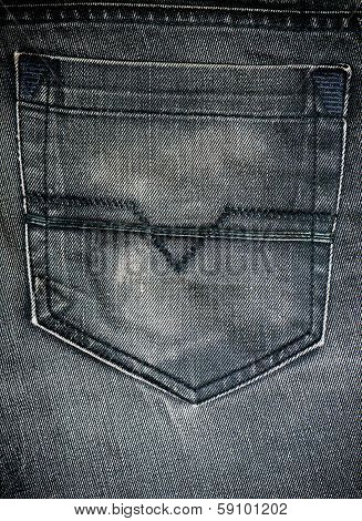 Close Up Of Fancy Washed Jeans Pocket