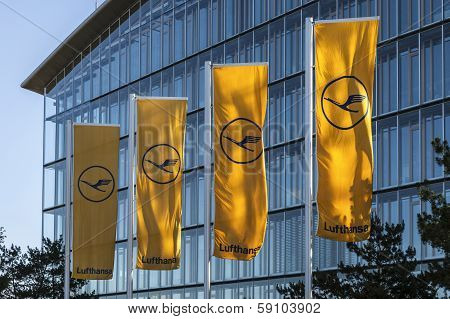 Lufthansa Flag With Lufthansa Symbol, The Crane