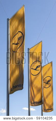 Lufthansa Flag With Lufthansa Symbol, The Crane