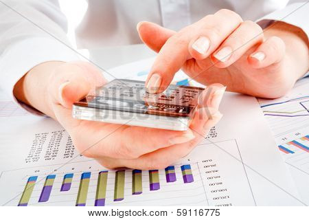 Smart phone (phablet) with a transparent display in human hands. Concept actual future innovative ideas and best technologies humanity.