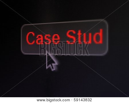 Education concept: Case Study on digital button background
