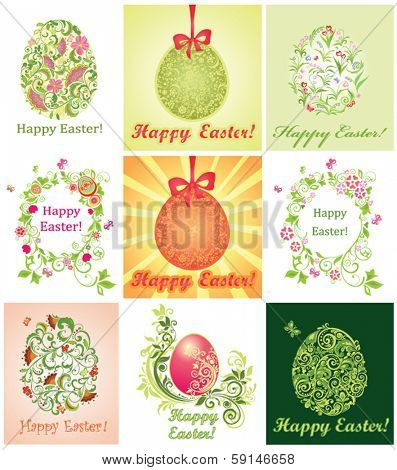 Collection of greeting cards with Easter eggs