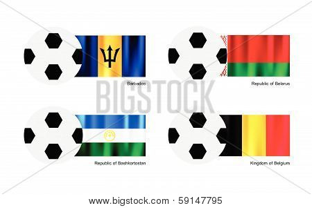 Soccer Ball With Barbados, Belarus, Bashkortostan And Belgium Flag