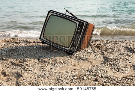 vintage television on the lake shore 