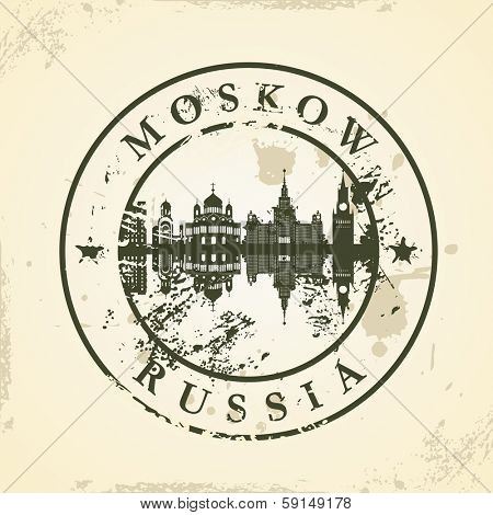 Grunge rubber stamp with Moskow, Russia - vector illustration