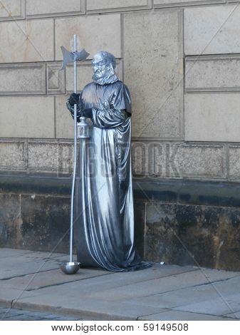 Living Statue On Street Of Dresden