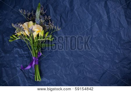 Flowers And Blue Wrapping Paper