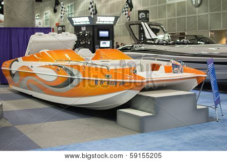 Boat On Display At The Los Angeles Boat Show On February 7, 2014 At The L.a. Convention Center In Lo