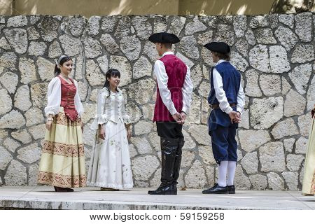 Spanish classical and popular dance, during the re-enactment of the War of Succession. September 4, 2010 in Brihuega, Spain