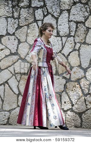 Spanish classical and popular dance, during the re-enactment of the War of Succession. September 4, 2010 in Brihuega, Spain