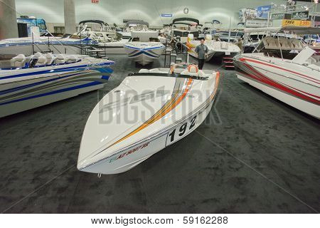 Boat On Display At The Los Angeles Boat Show On February 7, 2014 At The L.a. Convention Center In Lo