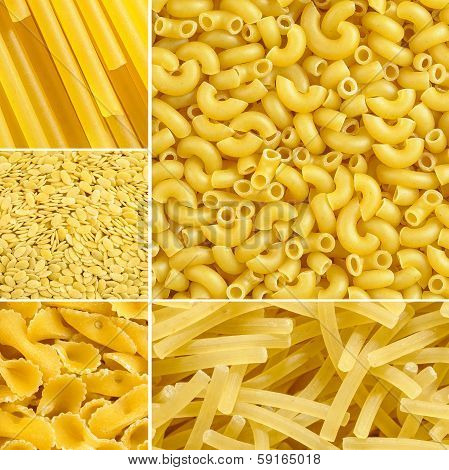 Elbow, Spaghetti, Farfalle, Noodle Pasta Collage