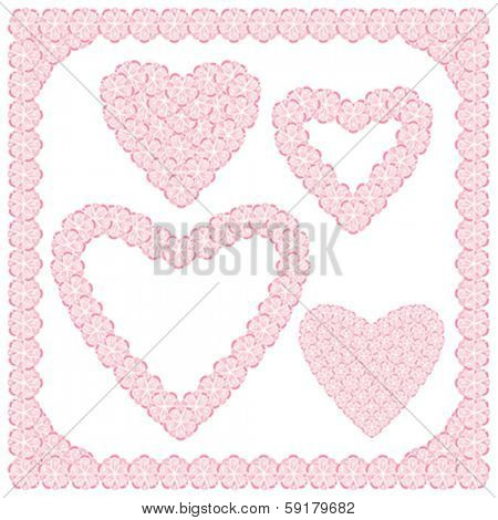Peach flowers  ornament in heart shape