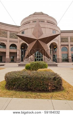 Front Façade Of The Texas State History Museum In Austin Vertical