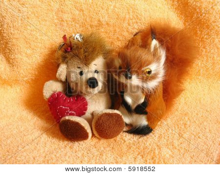 Squirrel and hedgehog toys