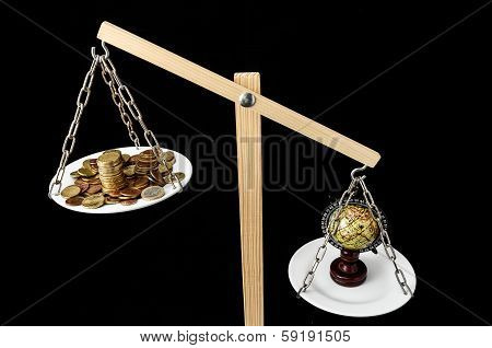 Earth and Money on a Two Pan Balance