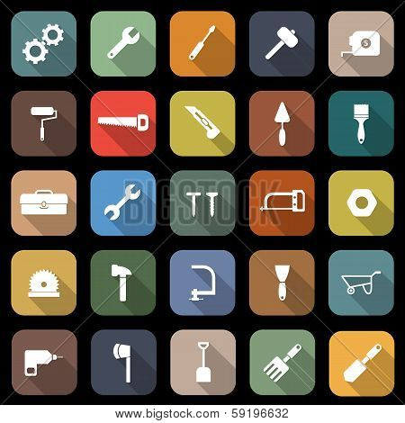 Tool Flat Icons With Long Shadow