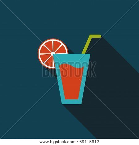 Cocktail Flat Icon With Long Shadow