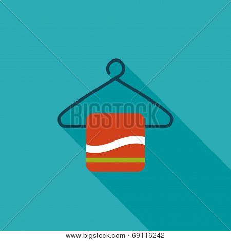Towel Hanger Flat Icon With Long Shadow