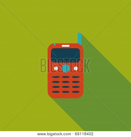 Mobile Phone Flat Icon With Long Shadow