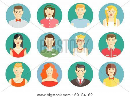 Set of diverse people avatar icons