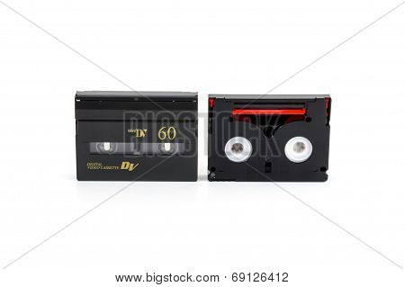 Mini Dv Cassettes Isolated On White Background
