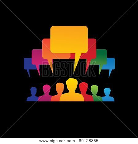 Concept Vector Graphic- Leader & Workers Talking ( Speech Bubbles )