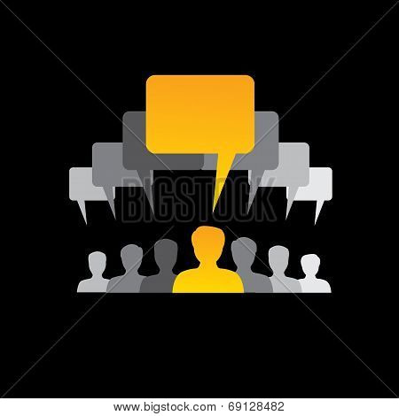 Team Of Employees Communicate, Discuss & Interact - Concept Vector