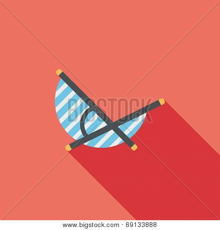 Lounger Beach Sunbed Chair Flat Icon With Long Shadow