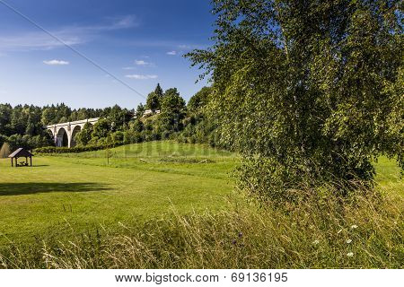 Old Concrete Railway Bridge In Stanczyki, Mazury, Poland